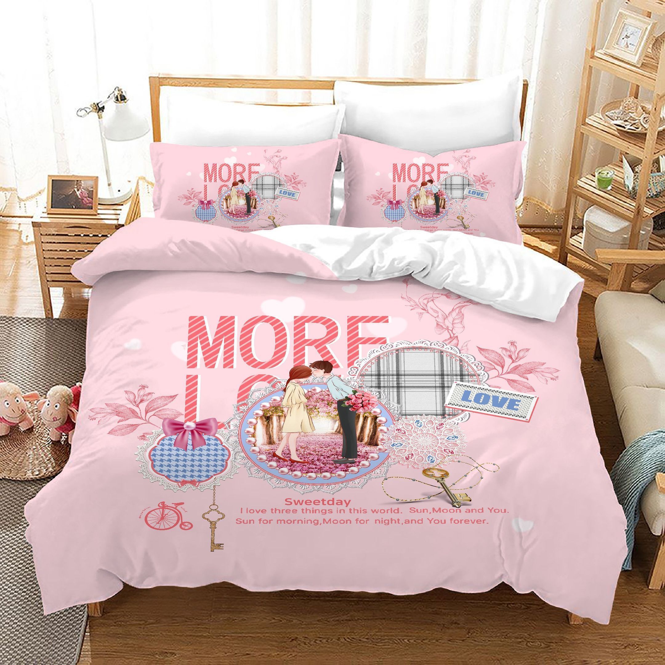 Pink More Love Sweet Day Bedding Set