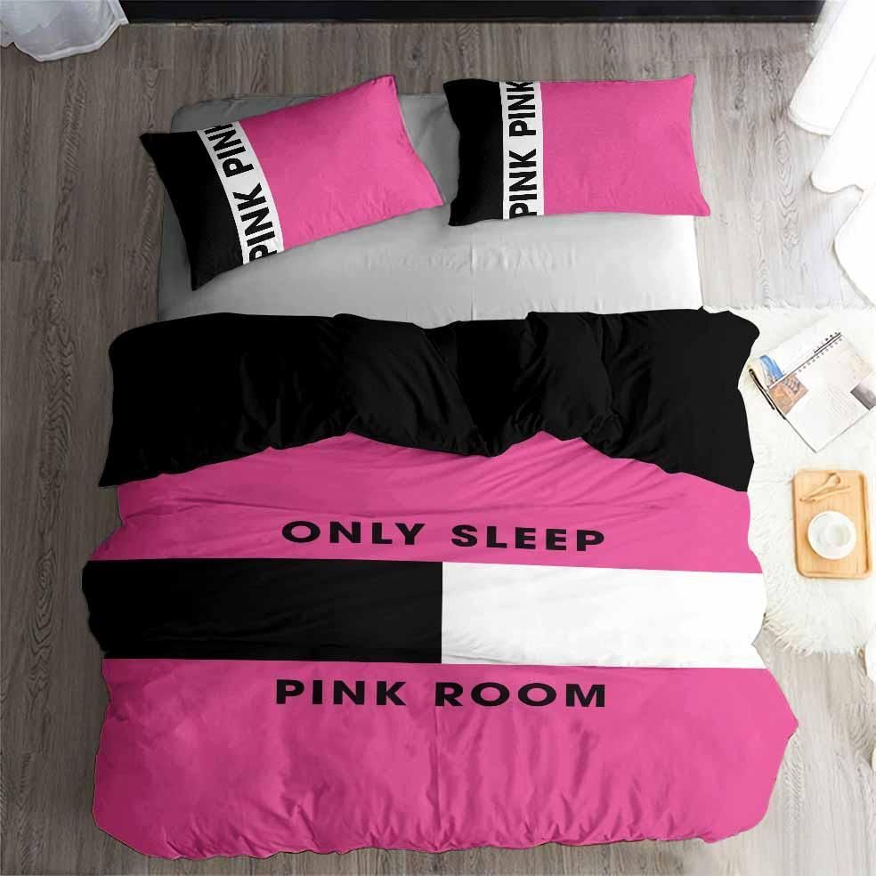 Pink Only Sleep Pink Room Printed Bedding Set