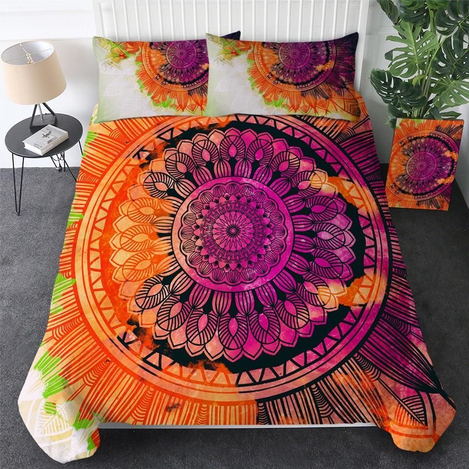 Pink Orange Mandala Bedding Set