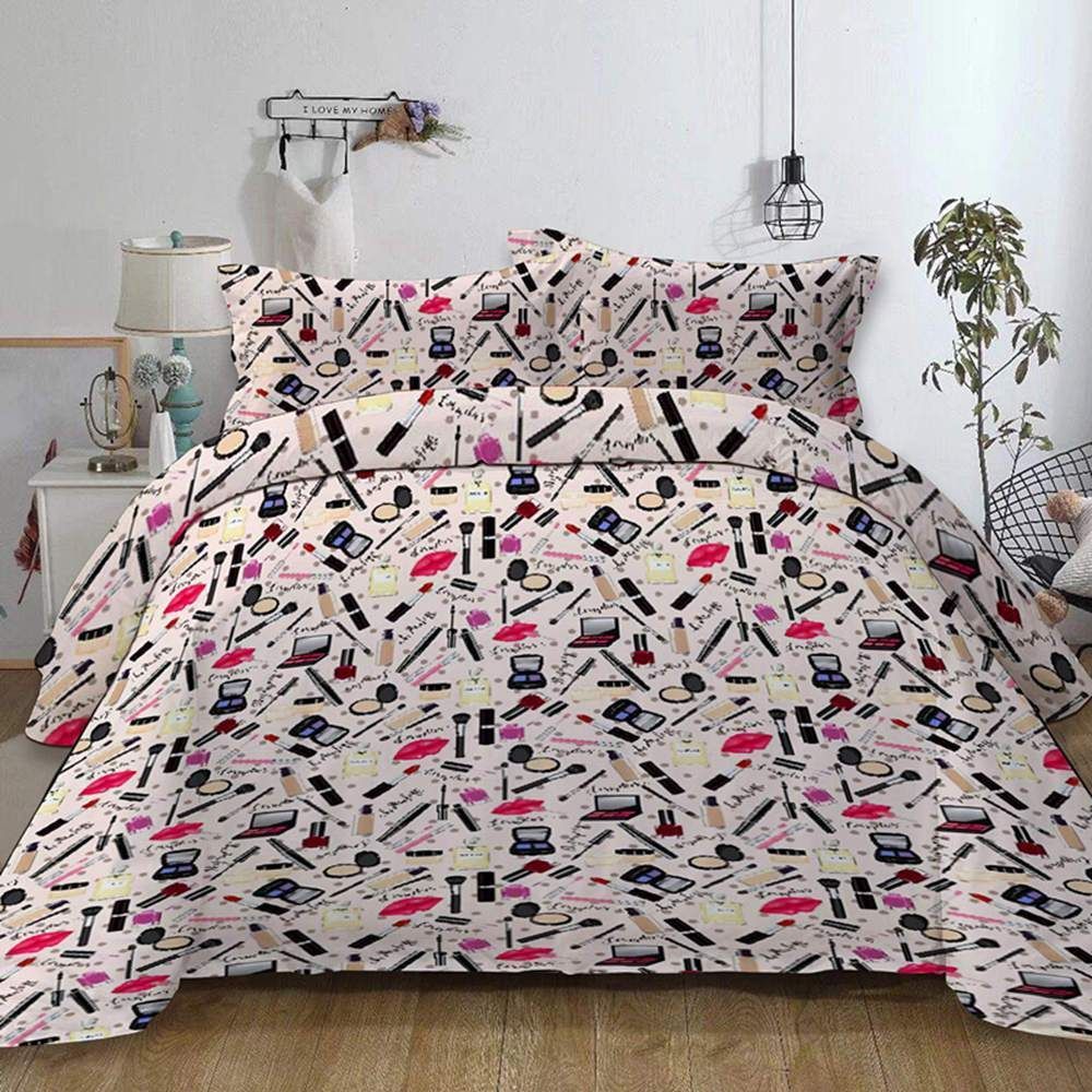 Pink Pattern For Girls Over Printed Bedding Set