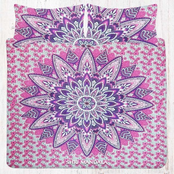 Pink Purple Multi Floral Hippie Bedding Set