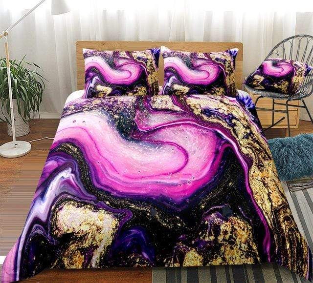 Pink Purple Tie Dyed Bedding Set