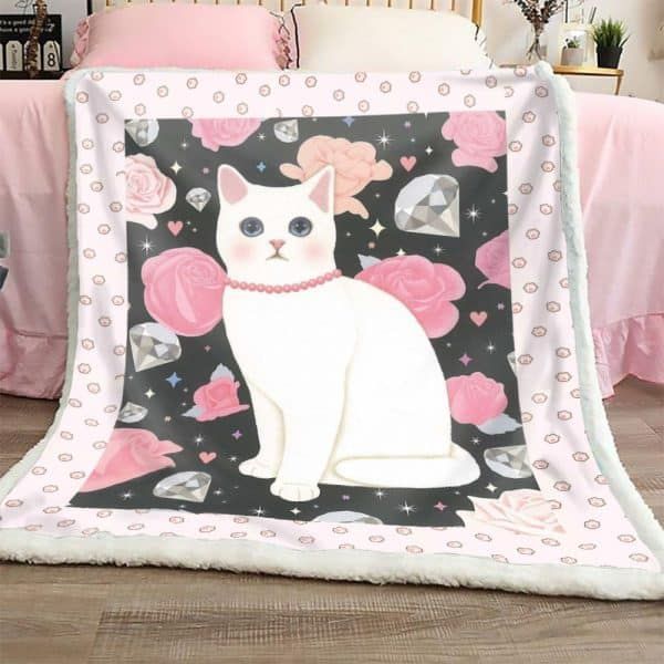 Pink Queen Cat Sherpa Fleece Blanket