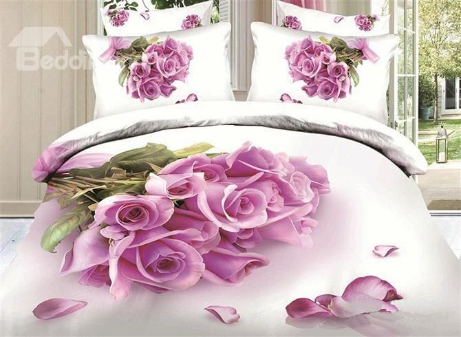 Pink Roses Bedding Set