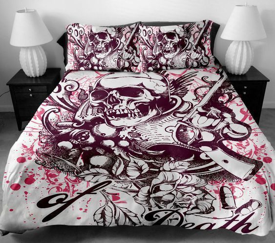 Pink Skull Bedding Set