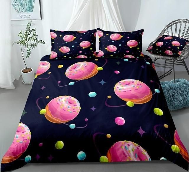 Pink Sweet Donut Planet Bedding Set