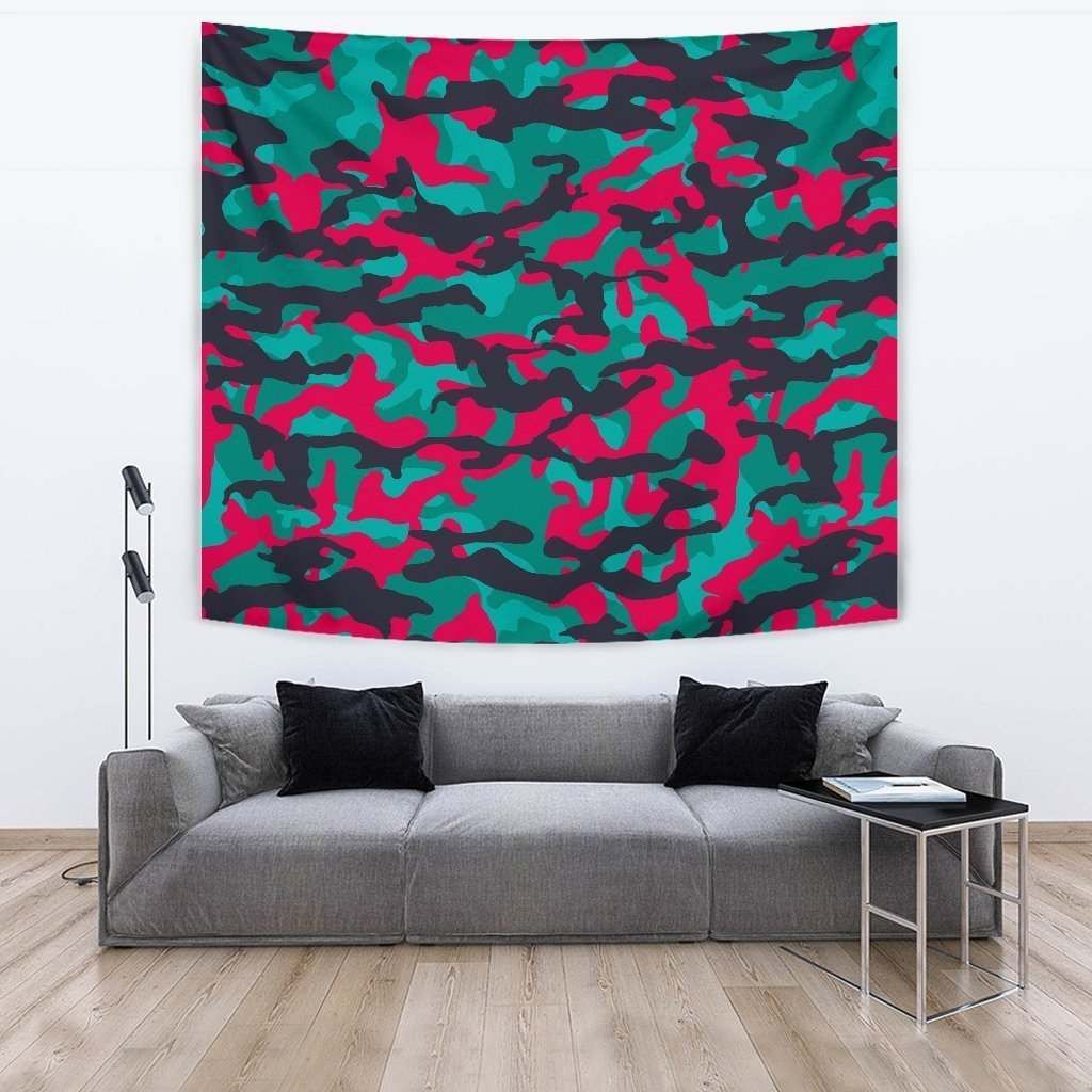 Pink Teal And Black Camouflage CL17100109MDT Tapestry