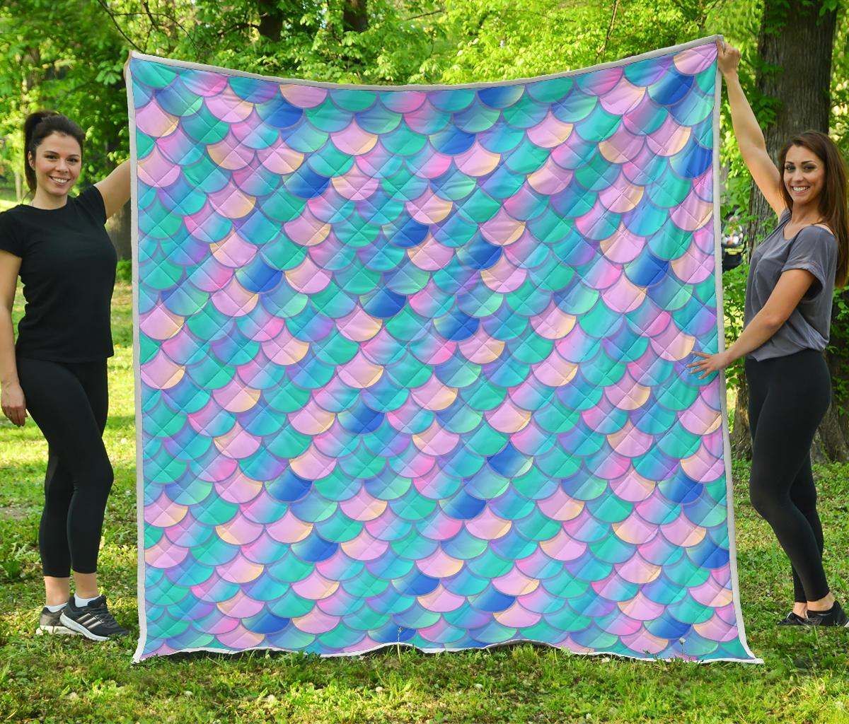 Pink Teal Mermaid Scales CL17100465MDQ Quilt Blanket