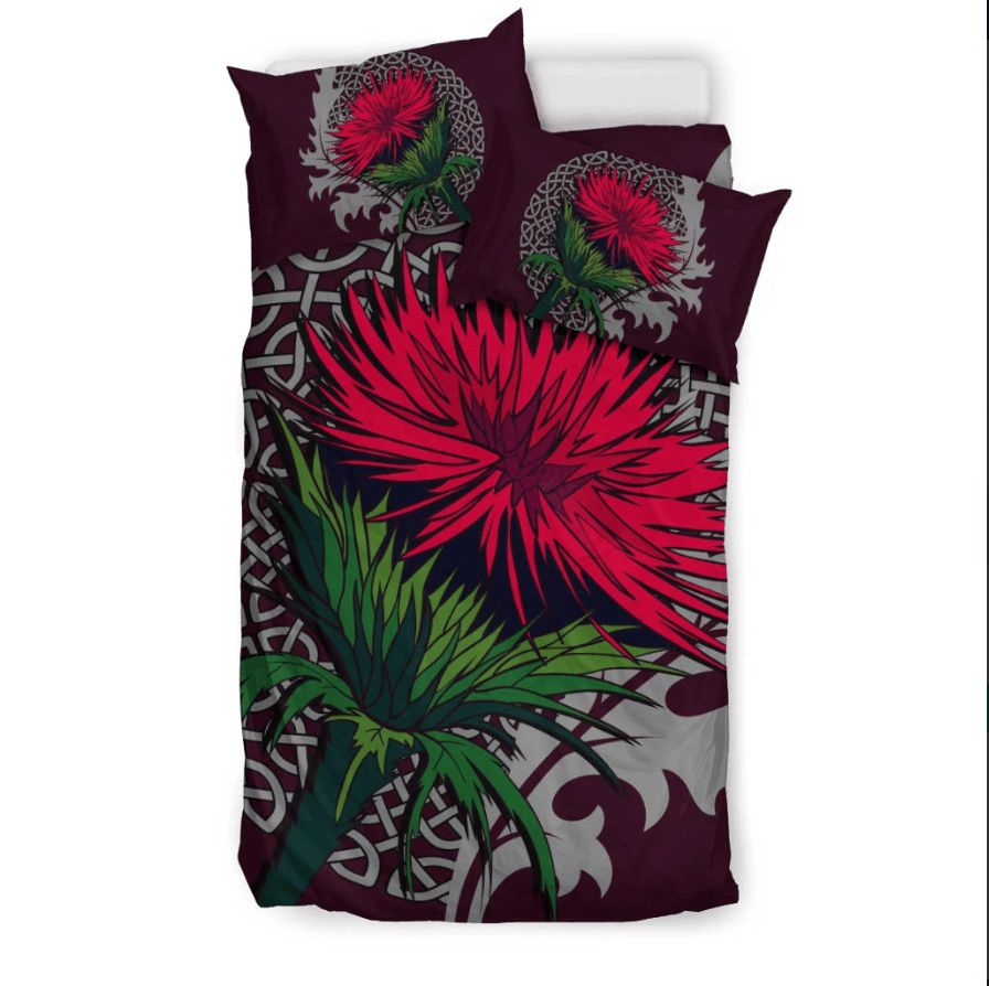 Pink Thistle And Celtic   Scotland Bedding Set