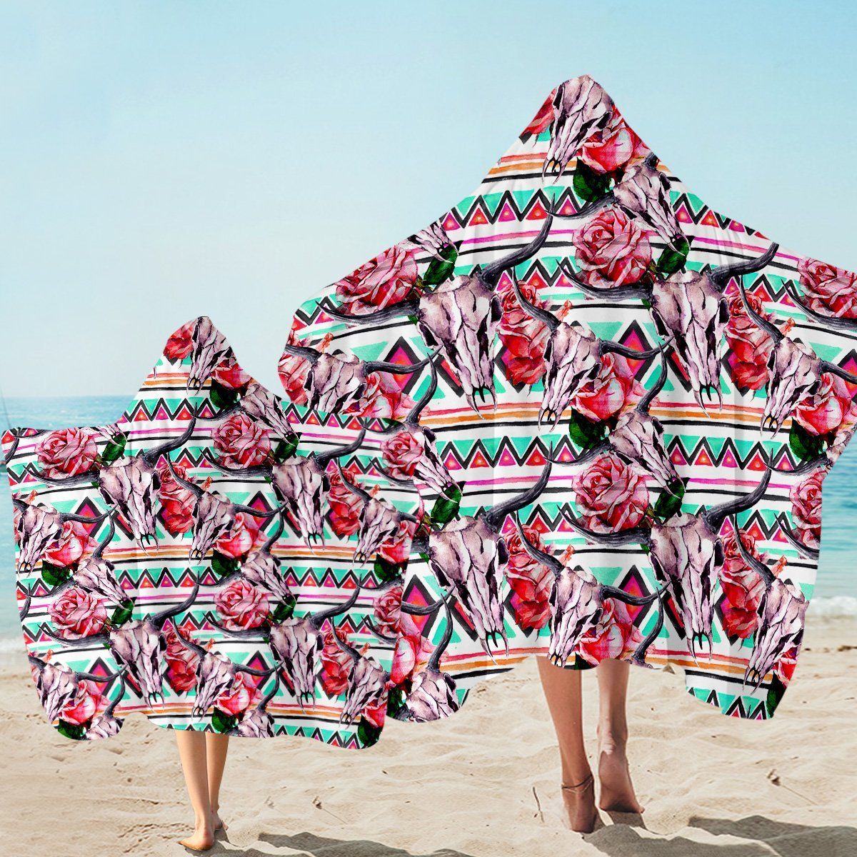 Pink Trophy Head And Roses Printed Hooded Towel