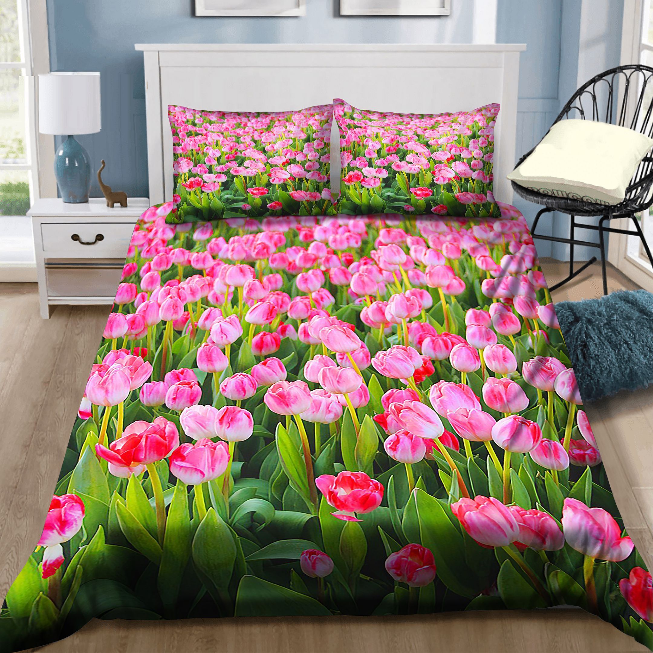 Pink Tulips Bedding Set