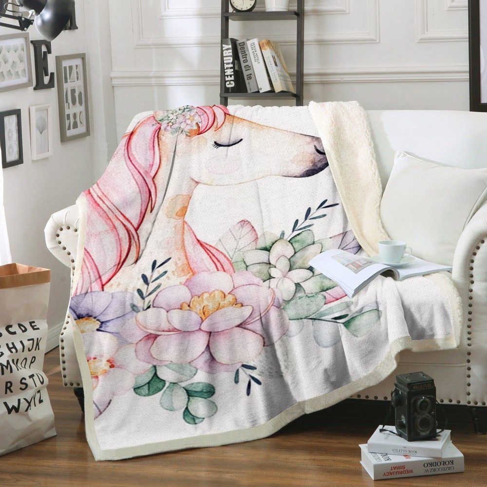 Pink Unicorn Sherpa Fleece Blanket