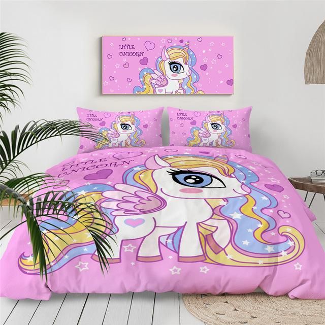 Pink Unicorn Girly Bedding Set