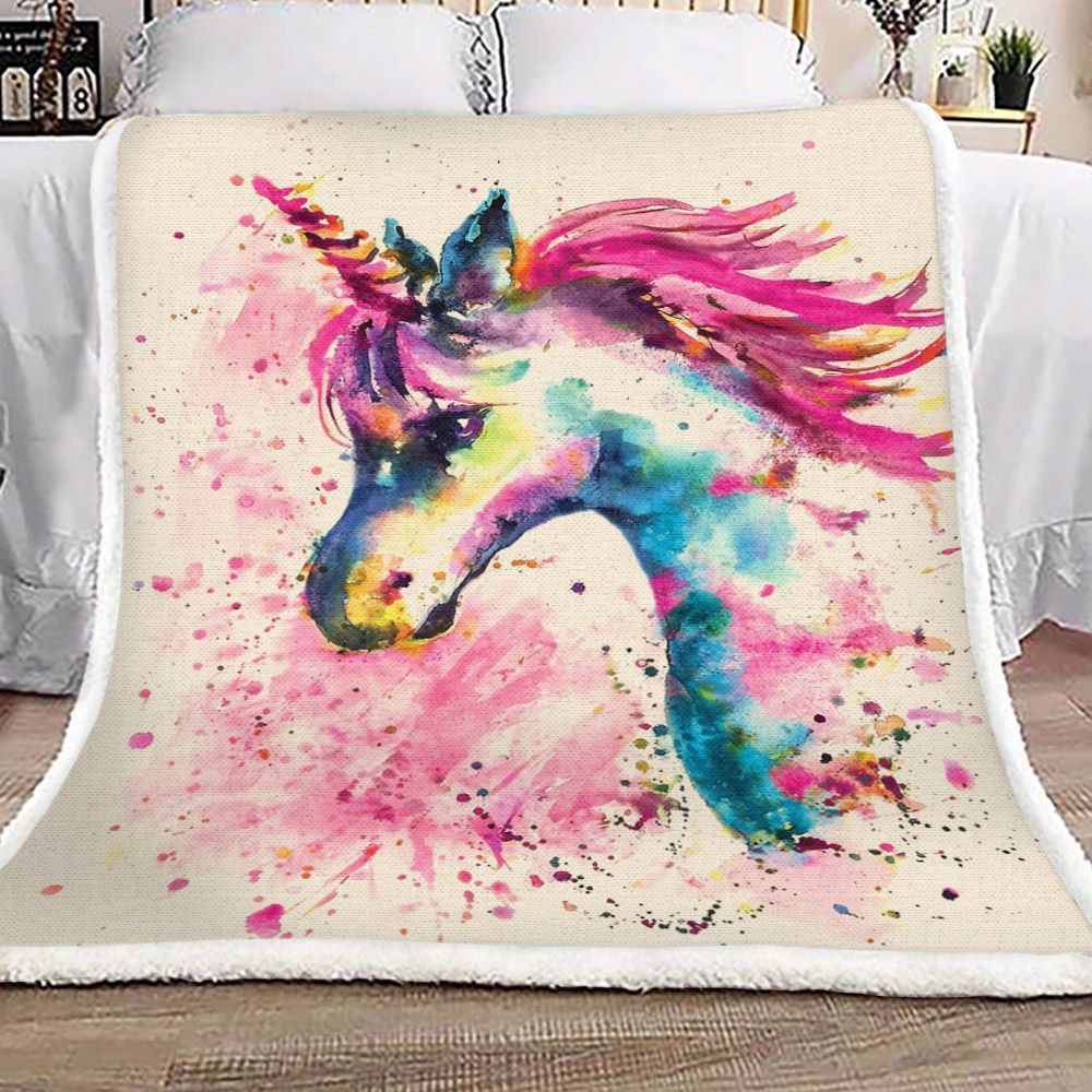 Pink Unicorn Sherpa Fleece Blanket