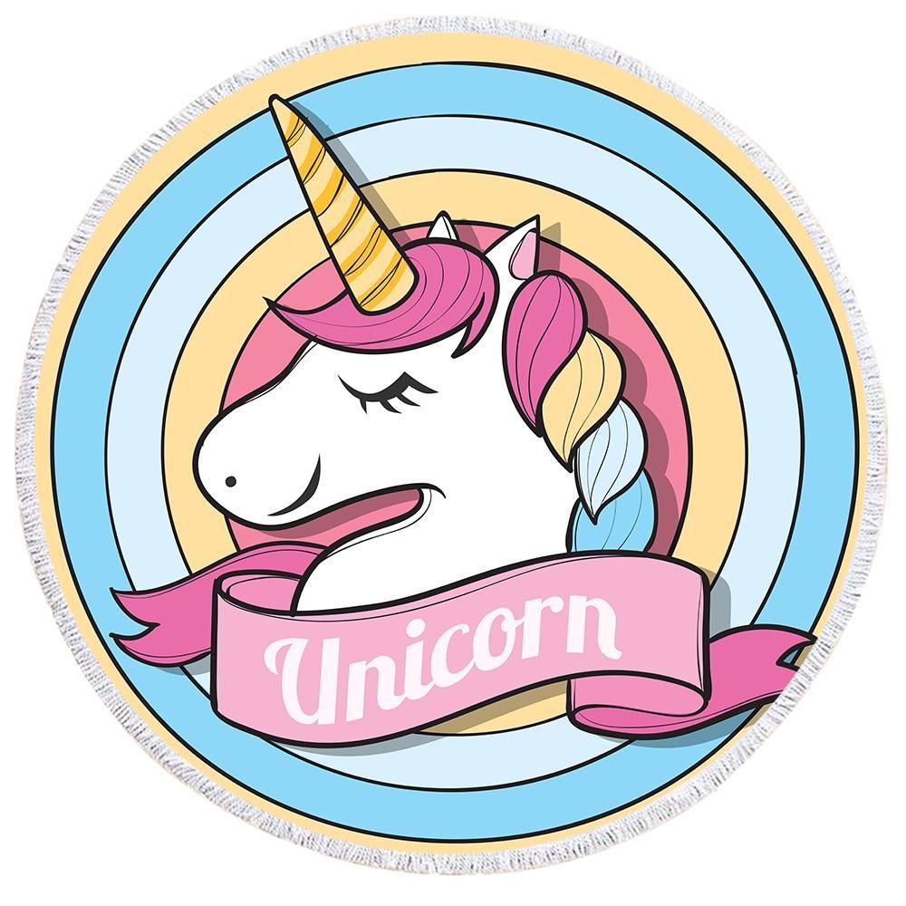 Pink Unicorn Multi Purpose Printed Round Beach Towel