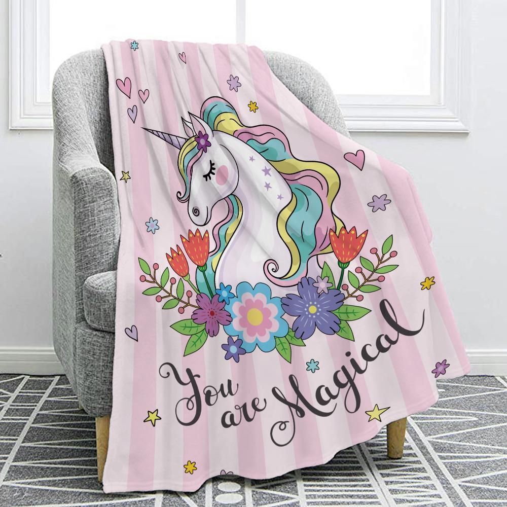 Pink You Are Magical Unicorn Printed Fleece Blanket