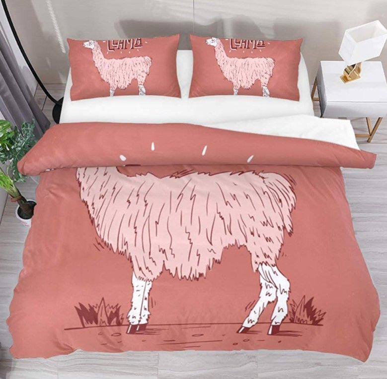 Pinky Llama Bedding Set