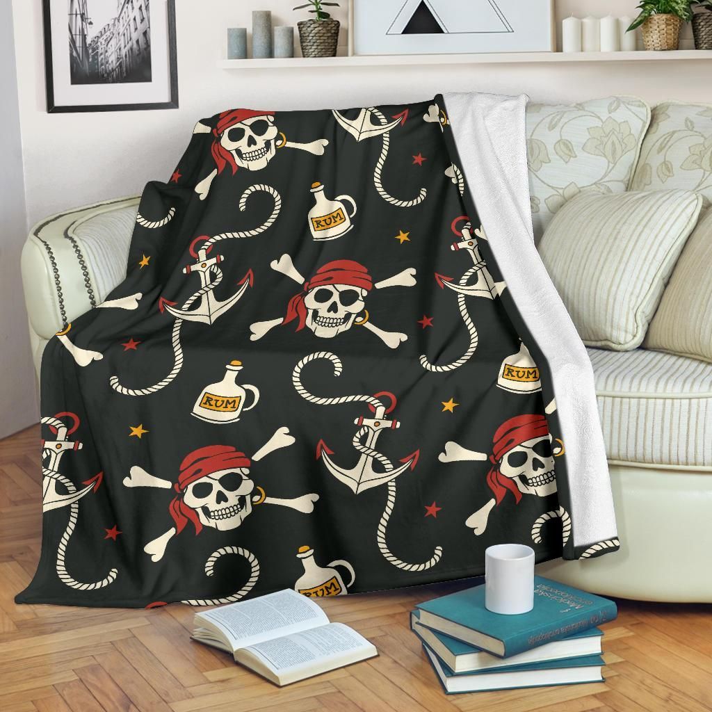 Pirate Pattern Sherpa Fleece Blanket