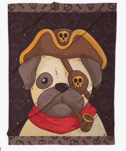 Pirate Pug Sherpa Fleece