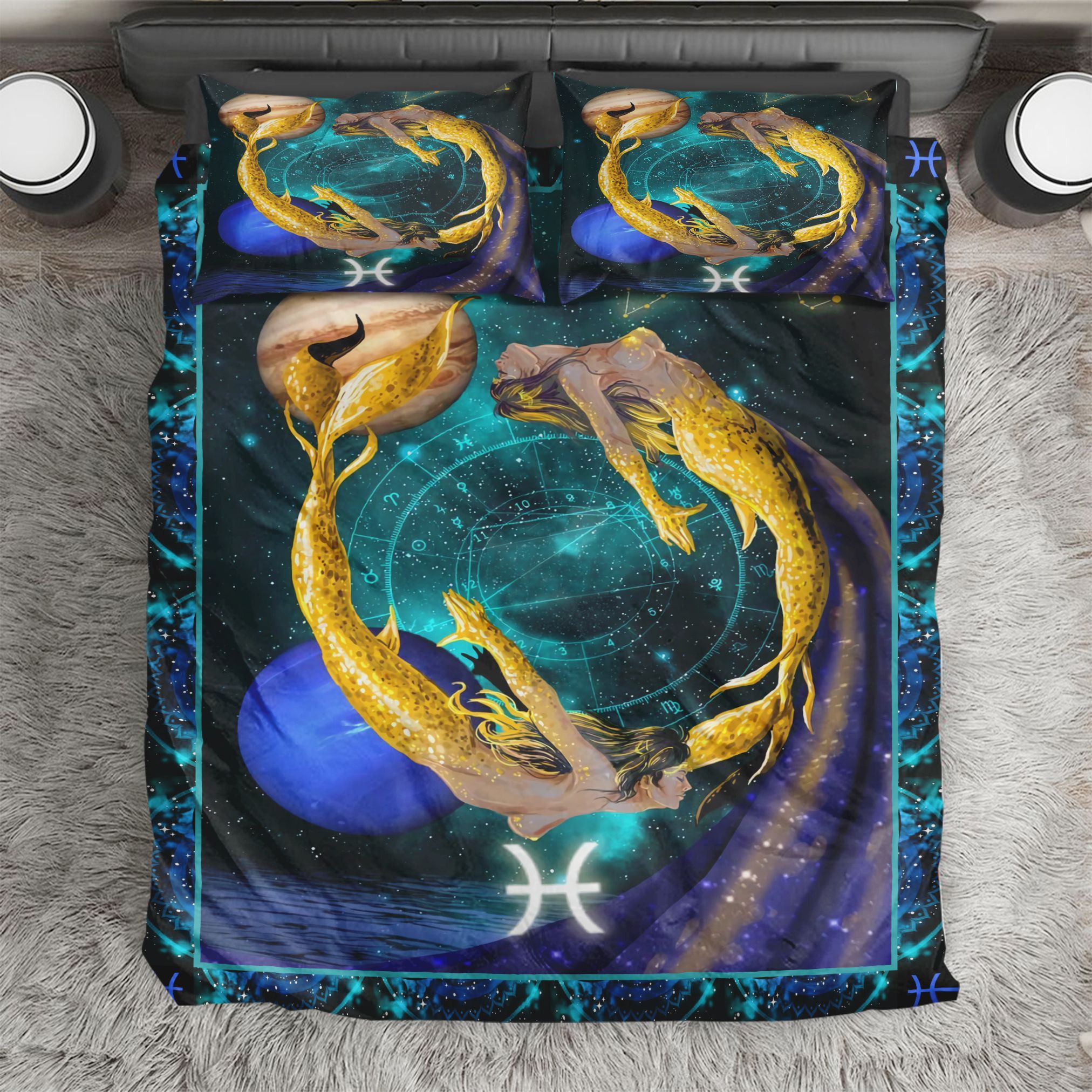 Pisces Zodiac Galaxy Bedding Set