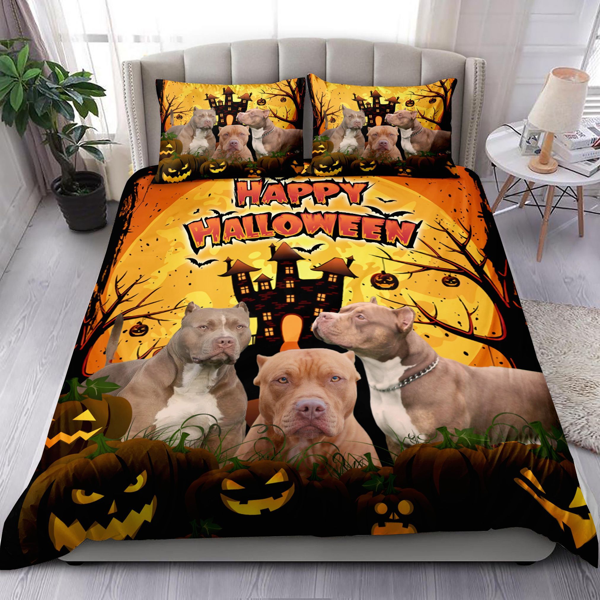 Pit Bull Happy Halloween Bedding Set