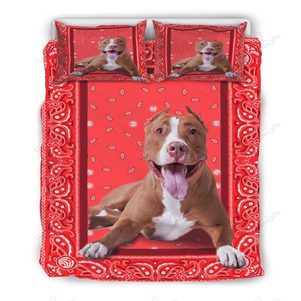 Pit Bull Red Bandana Bedding Set