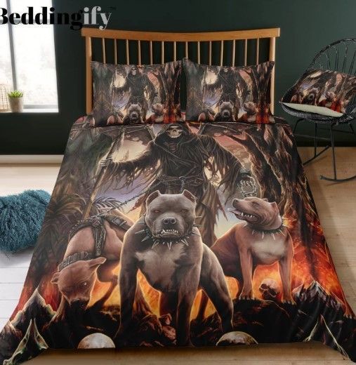Pit Bull Skull Bedding Set