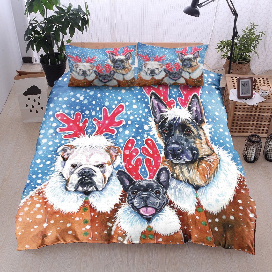 Pit Pull Pug German Shepherd Bedding Set