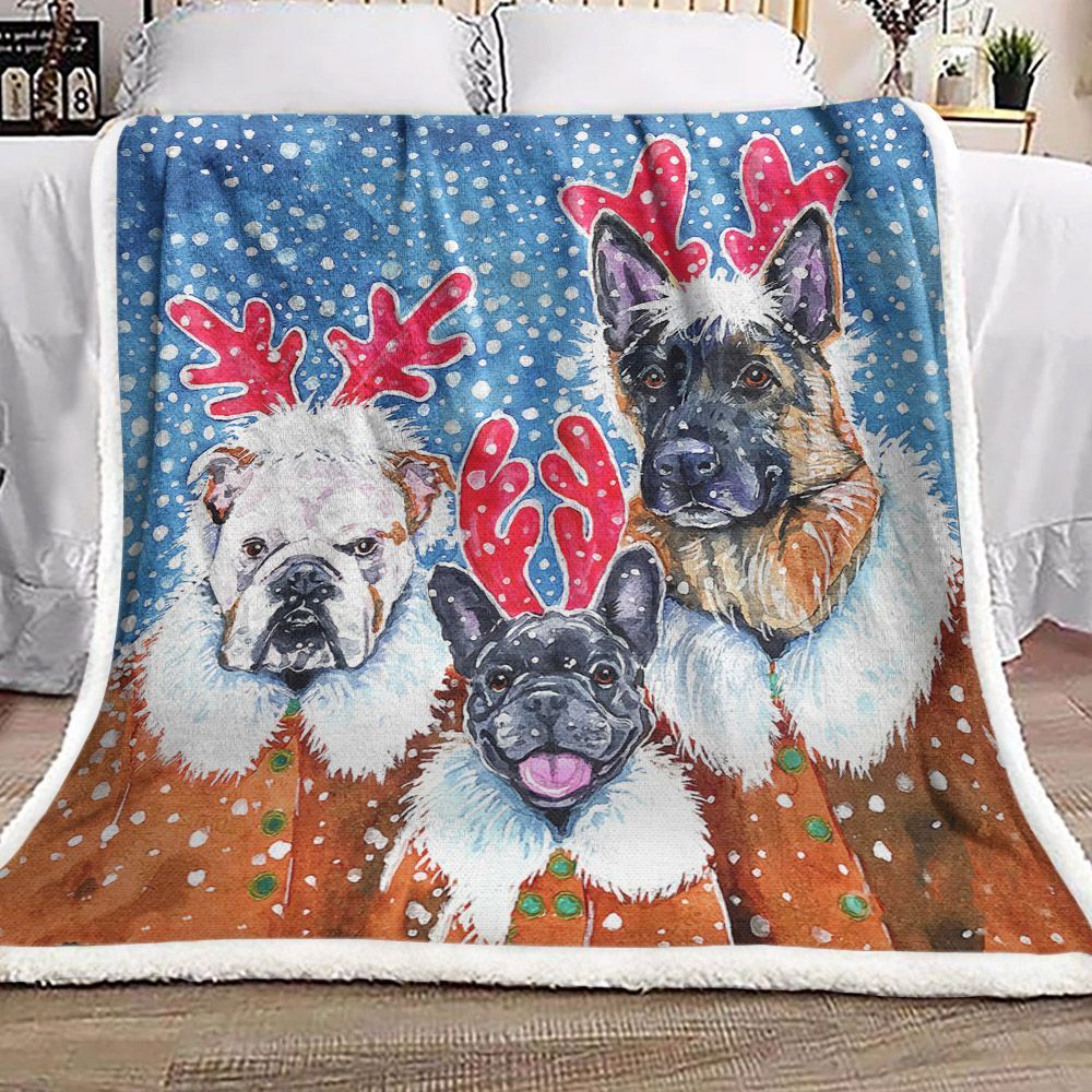 Pit Pull Pug German Shepherd Sherpa Fleece Blanket