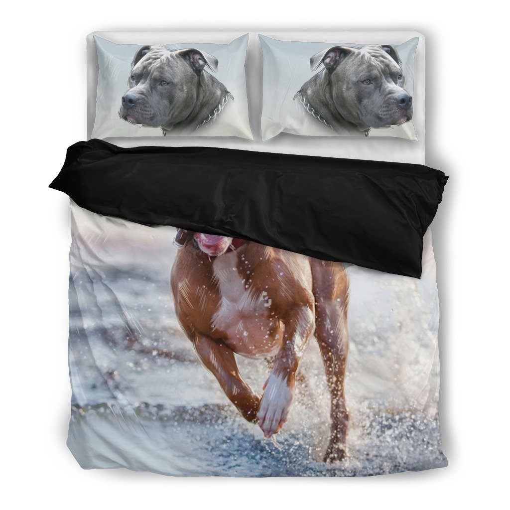 Pitbull 3 Dog Themed Bedding Set