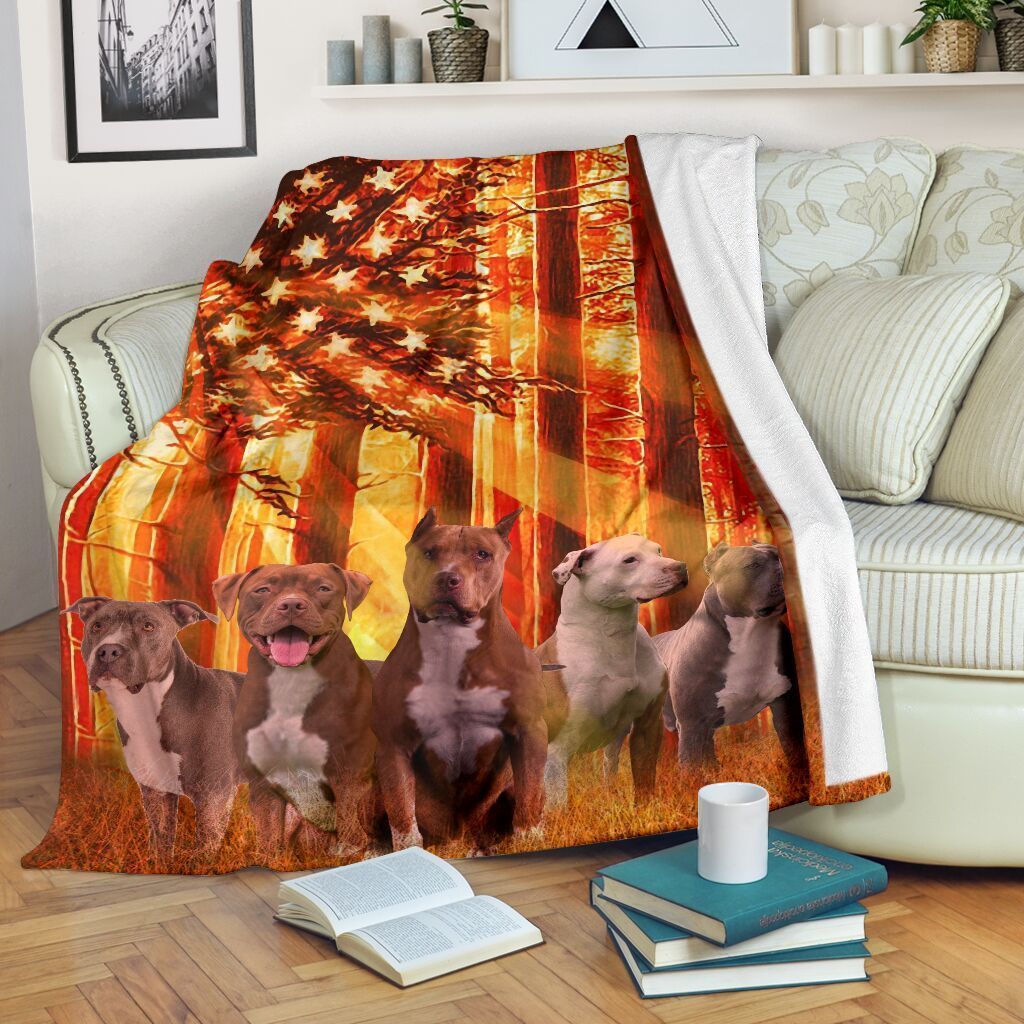 Pitbull Breed Usa Flag Shine Your Light Fleece Blanket Gift Fleece Blanket