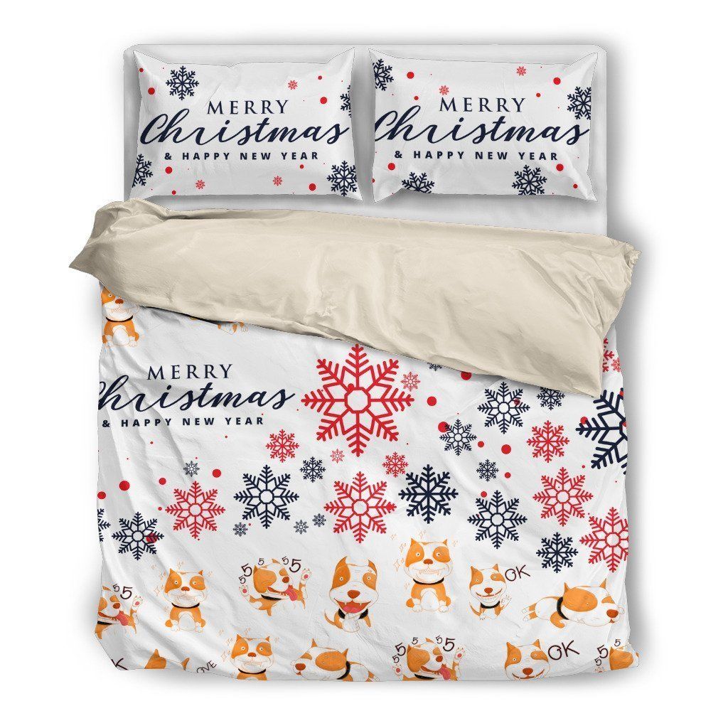 Pitbull Christmas Bedding Set