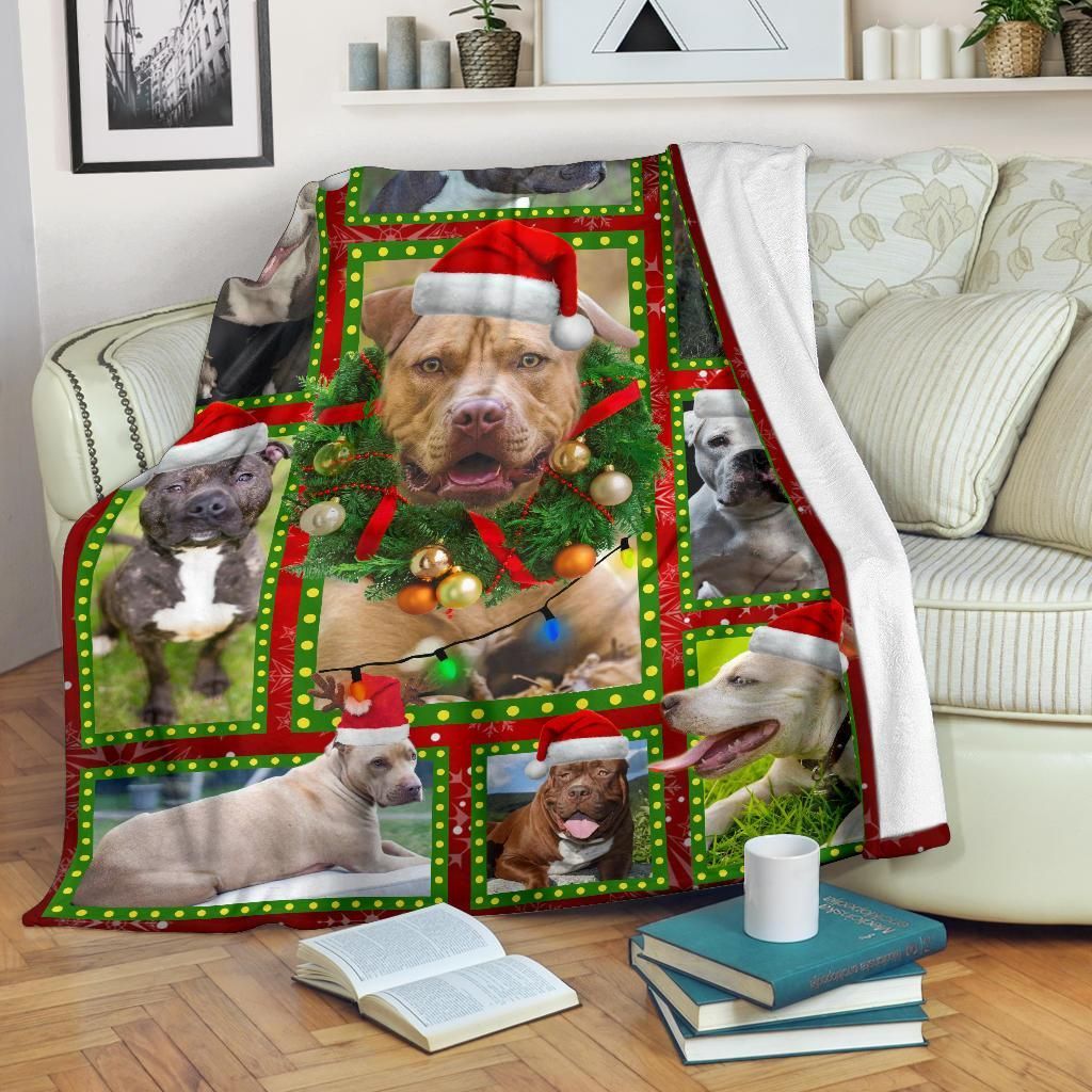 Pitbull Christmas Sherpa Fleece Blanket