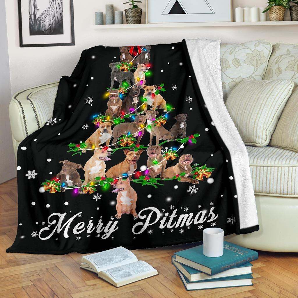 Pitbull Christmas Tree Blanket