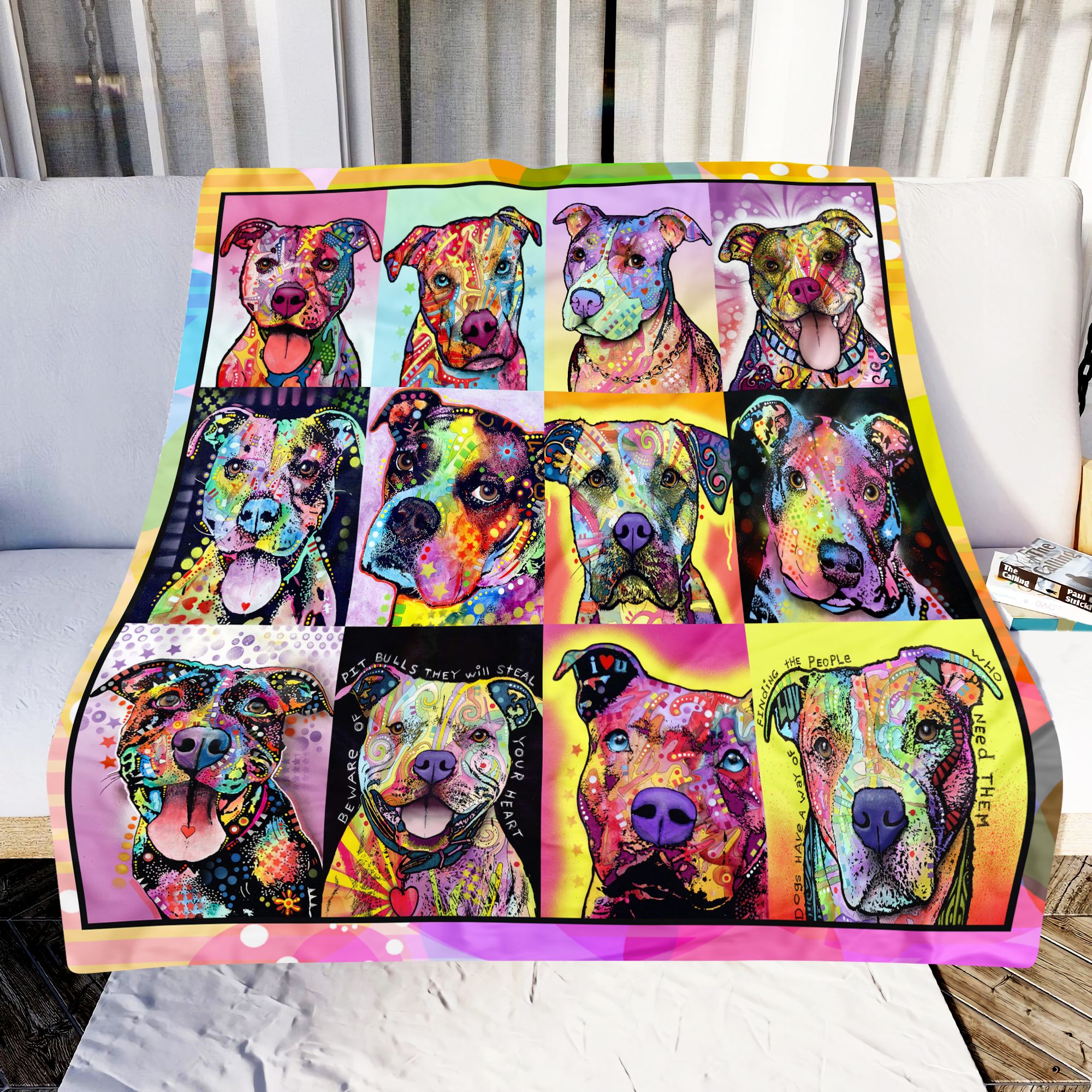 Pitbull Colorful Fleece Blanket