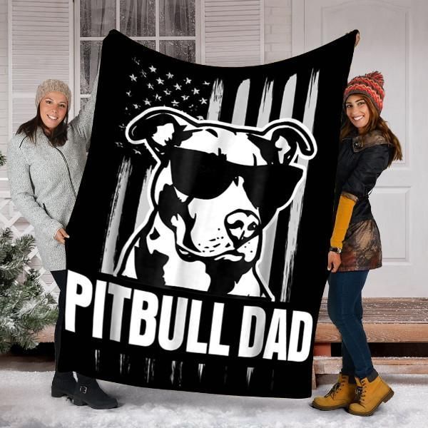 Pitbull Dad Mens Sherpa Fleece Blanket