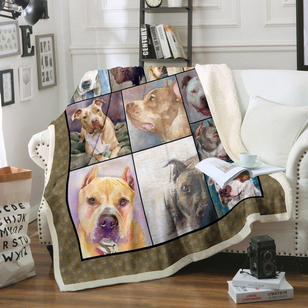 Pitbull Dog Sherpa Fleece Blanket