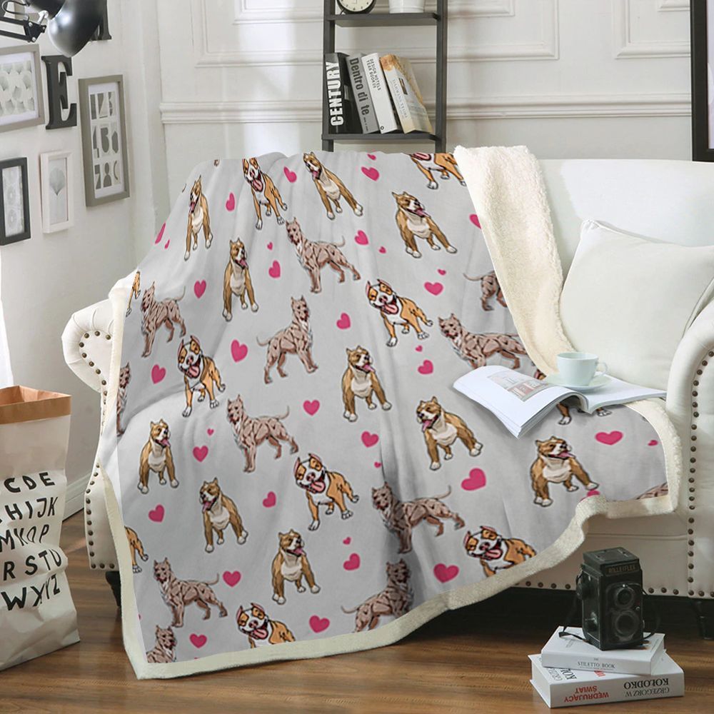 Pitbull Dog Sherpa Fleece Blanket