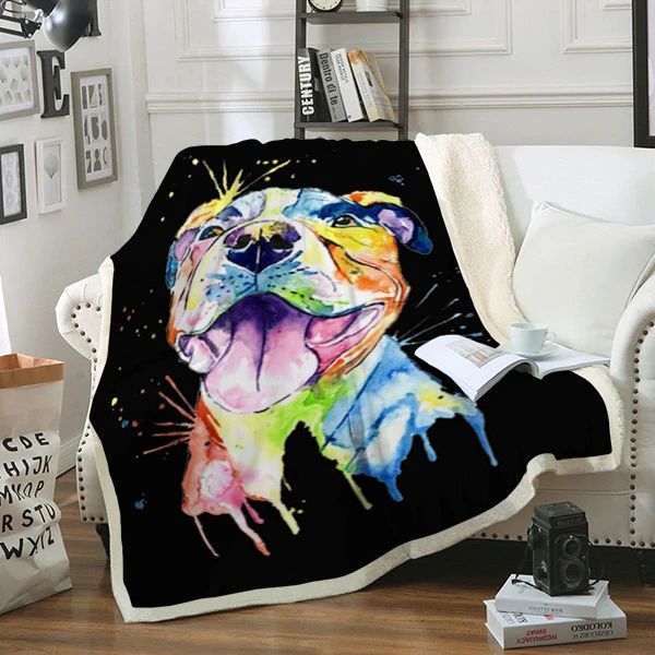 Pitbull Dog Sherpa Fleece Blanket