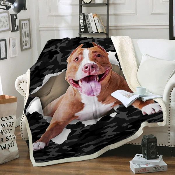 Pitbull Dog Sherpa Fleece Blanket