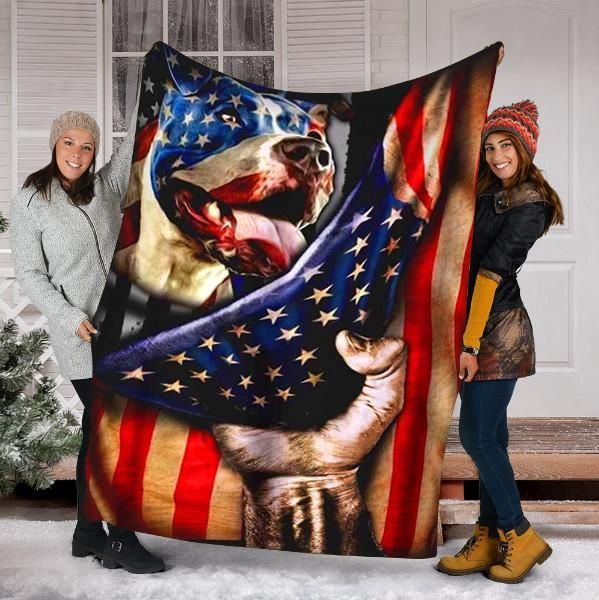 Pitbull Dog Flag Sherpa Fleece Blanket