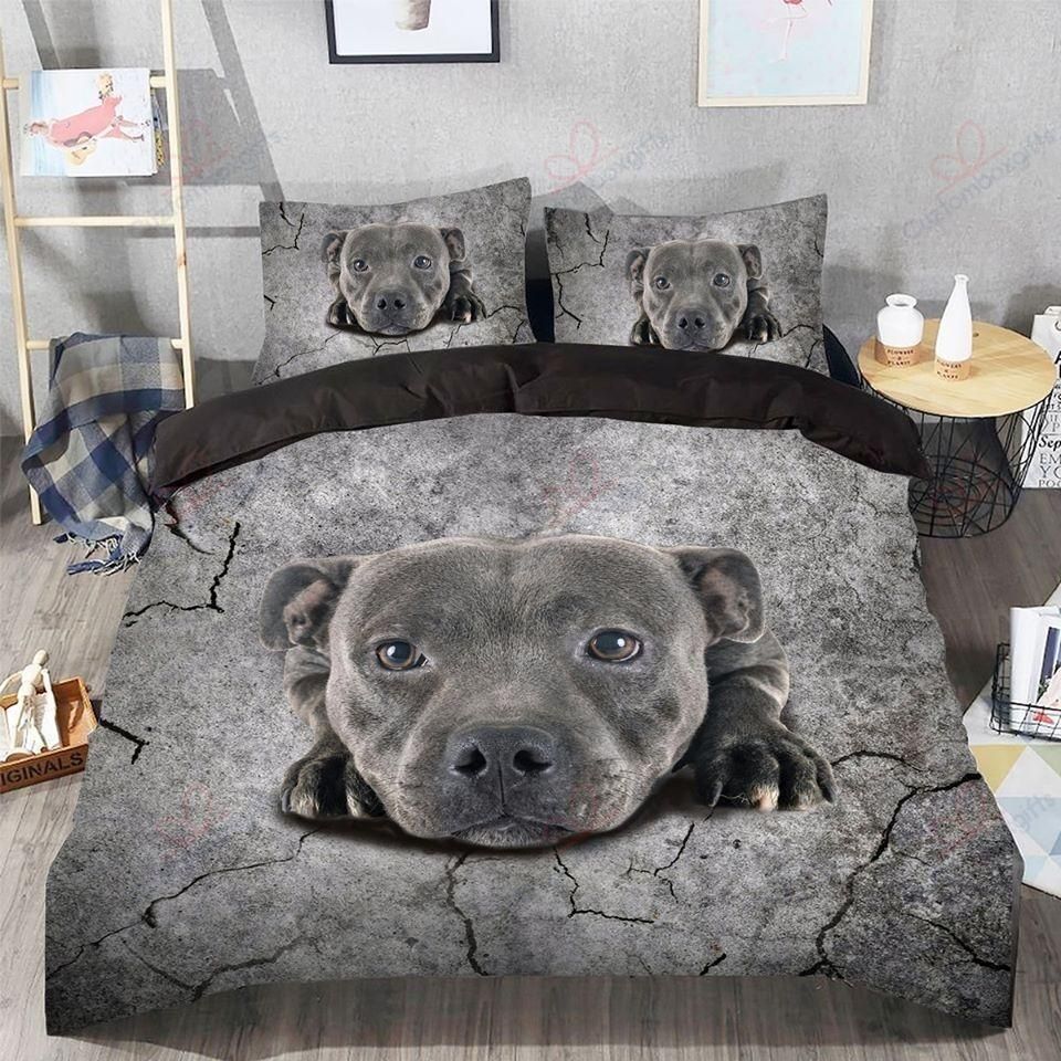 Pitbull Dog Fragile Soil Printed Bedding Set