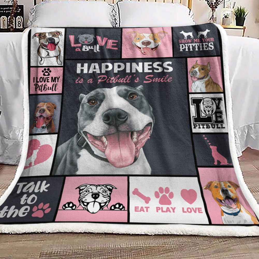 Pitbull Dog Sherpa Fleece Blanket