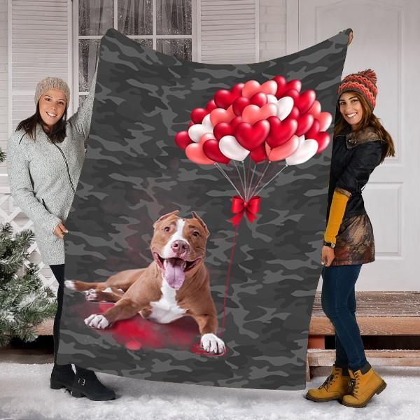 Pitbull Dog Valentines Day Sherpa Fleece Blanket
