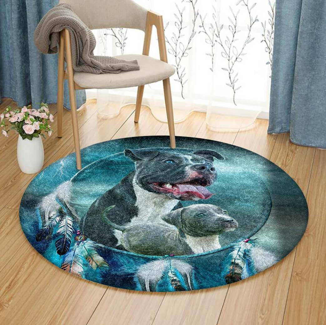 Pitbull Dreamcatcher Round Carpet