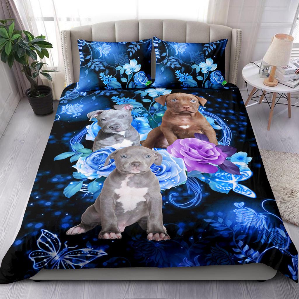 Pitbull Flowers Bedding Set