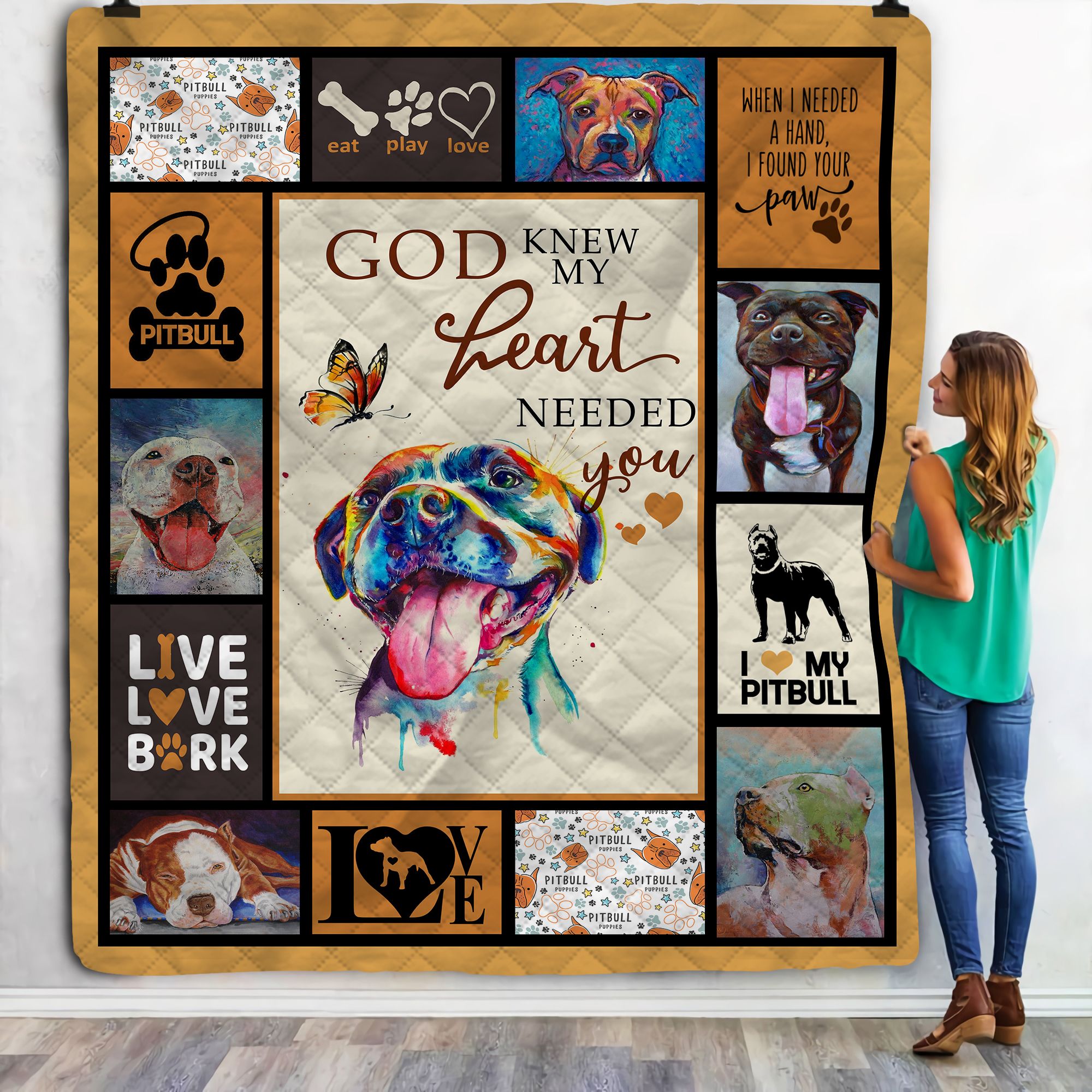 Pitbull God Knew My Heart Fleece Blanket