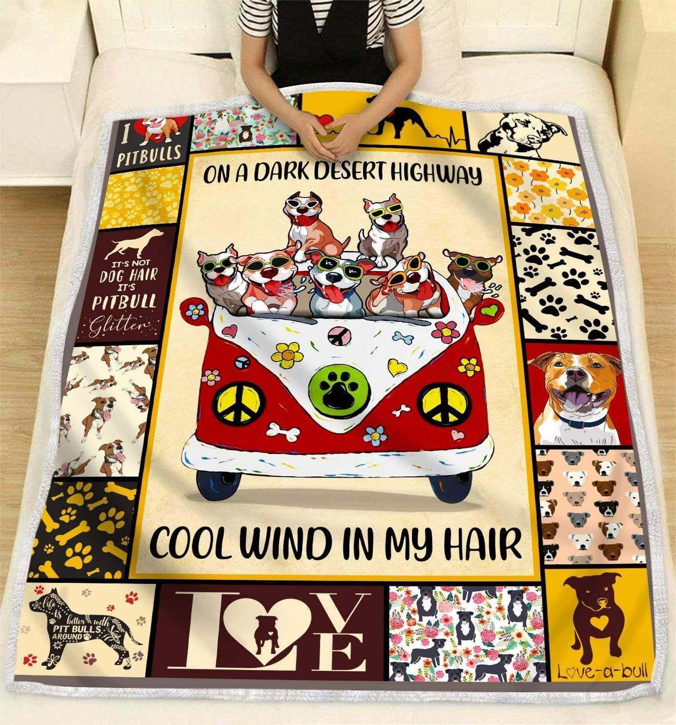 Pitbull Hippie Sherpa Fleece Blanket