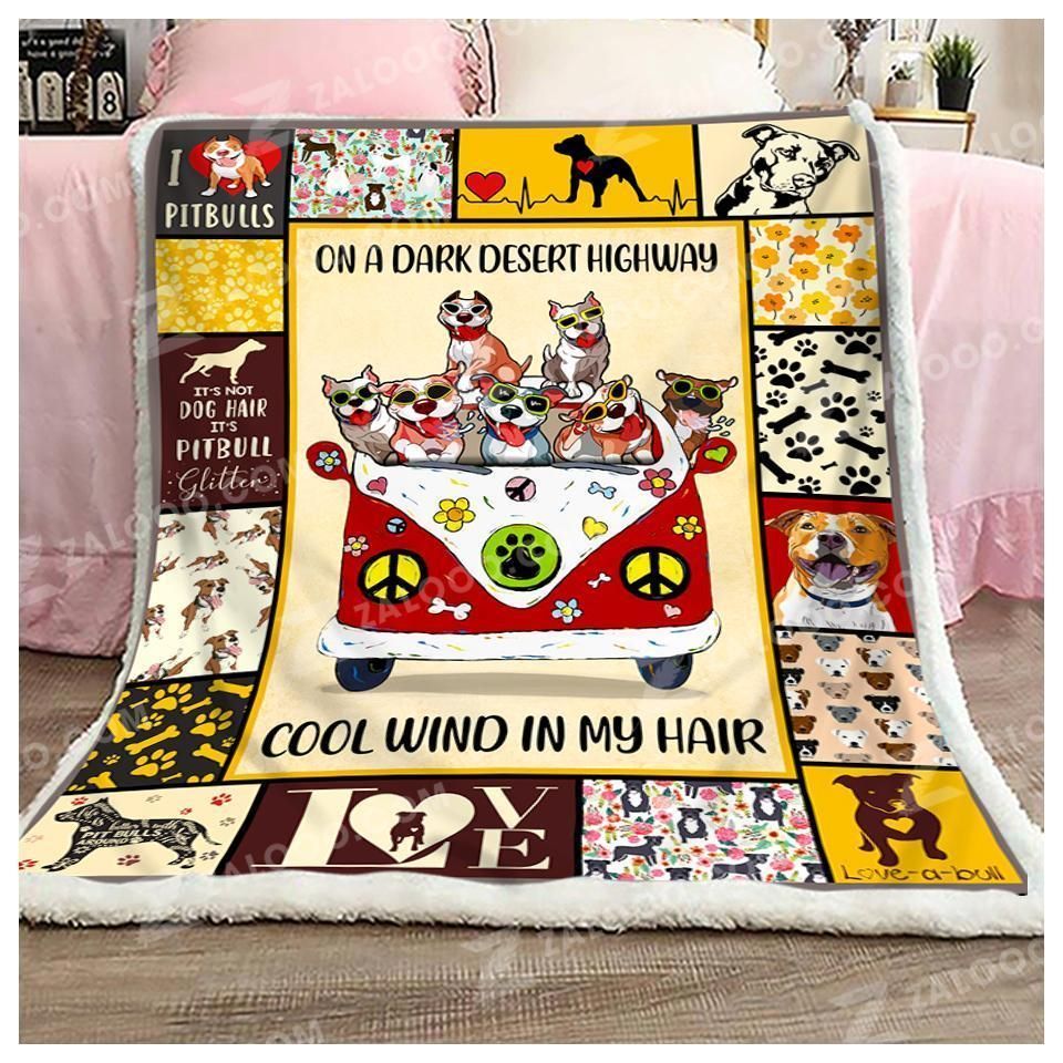 Pitbull – On A Dark Desert Highway Fleece Blanket