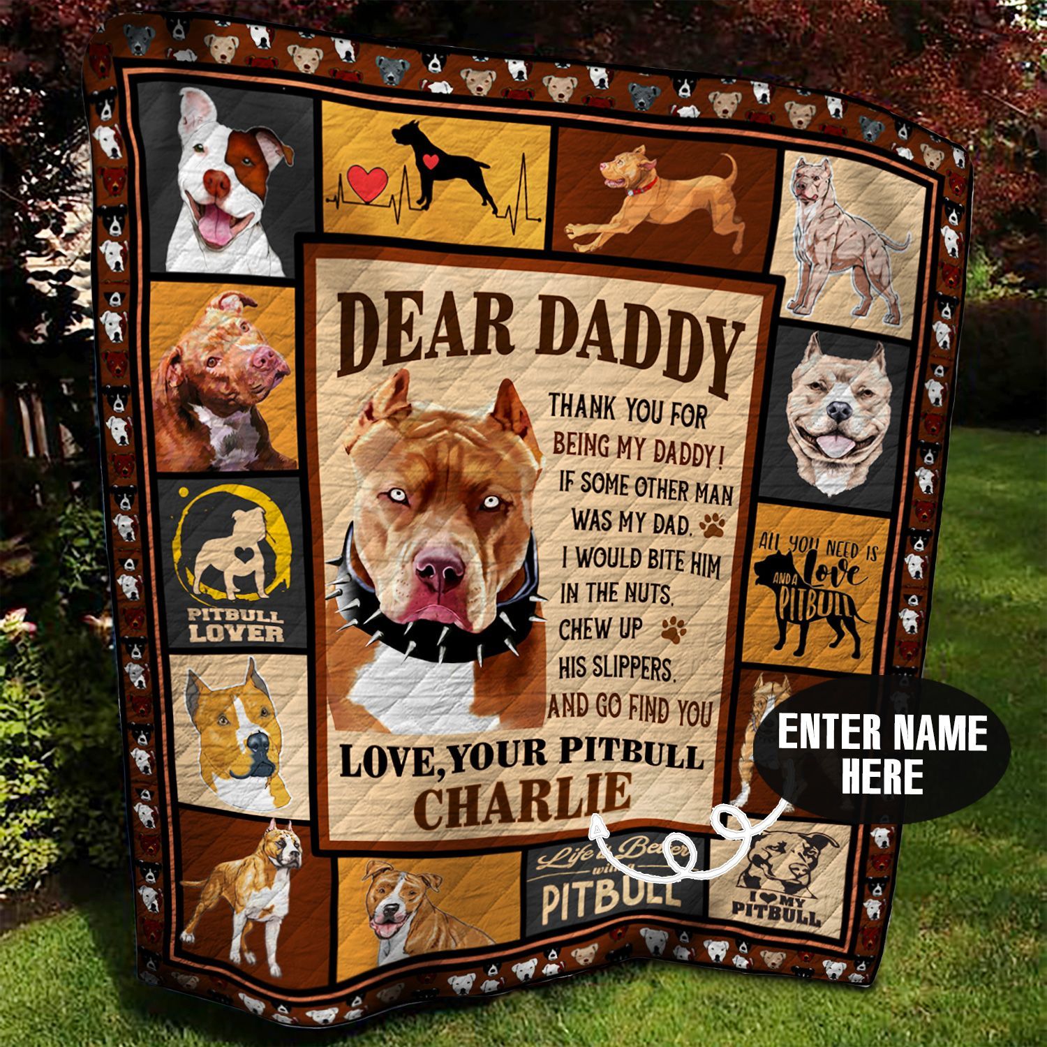 Pitbull Personalized Quilt Blanket BBB100625HT